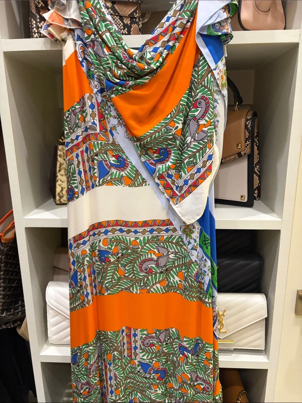 Tory Burch Grand Voyage Ruffled Patchwork Maxi Dress